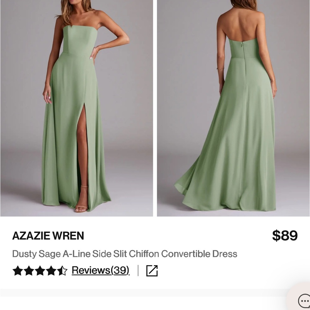 Azazie Strapless Dusty Sage Chiffon Dress